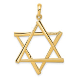 14k Yellow Gold Star of David Pendant, Polished Openwork Jewish Religious Charm