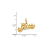 14k Yellow Gold Motorcycle Pendant, Detailed Chopper Bike Design, Biker Style Jewelry for Men