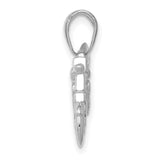 14k White Gold Motorcycle Pendant, Detailed Chopper Design, Biker Jewelry for Men and Unisex