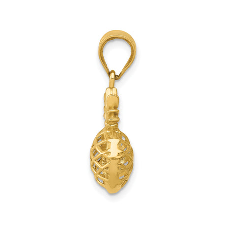 14k Yellow Gold Pineapple Pendant, Detailed Lattice Tropical Charm for Women