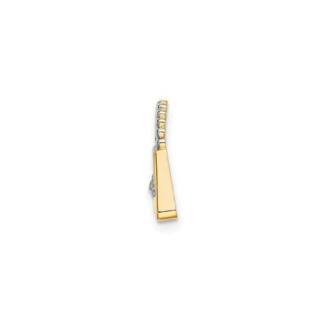 14k Multi-Tone Gold Purse Charm Pendant with Rhodium Accent and Beaded Handle