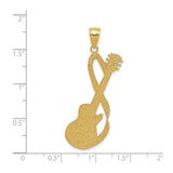 14k Yellow Gold Guitar Pendant with Infinity Symbol, Music Jewelry for Musicians
