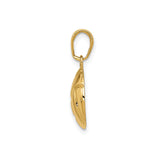 14k Yellow Gold Volleyball Pendant, Polished 3D Sports Charm with Detailed Lines