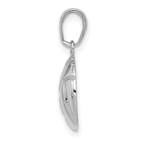 14k White Gold Volleyball Pendant with Polished Three Dimensional Charm, Sports Jewelry for Women