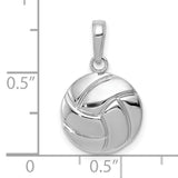 14k White Gold Volleyball Pendant with Polished Three Dimensional Charm, Sports Jewelry for Women