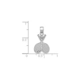 14k White Gold Tennis Pendant with Crossed Rackets and Ball Charm, Unisex Sports Jewelry