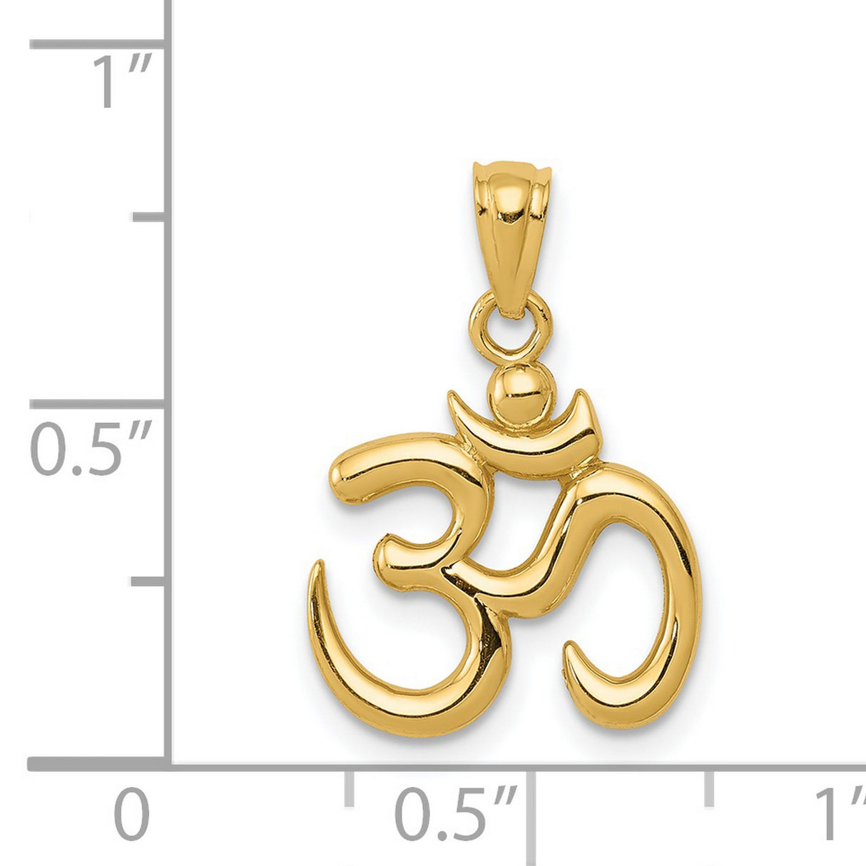 14k Yellow Gold Om Pendant, Sacred Hindu Symbol Charm for Meditation and Yoga Practice