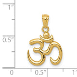 14k Yellow Gold Om Pendant, Sacred Hindu Symbol Charm for Meditation and Yoga Practice