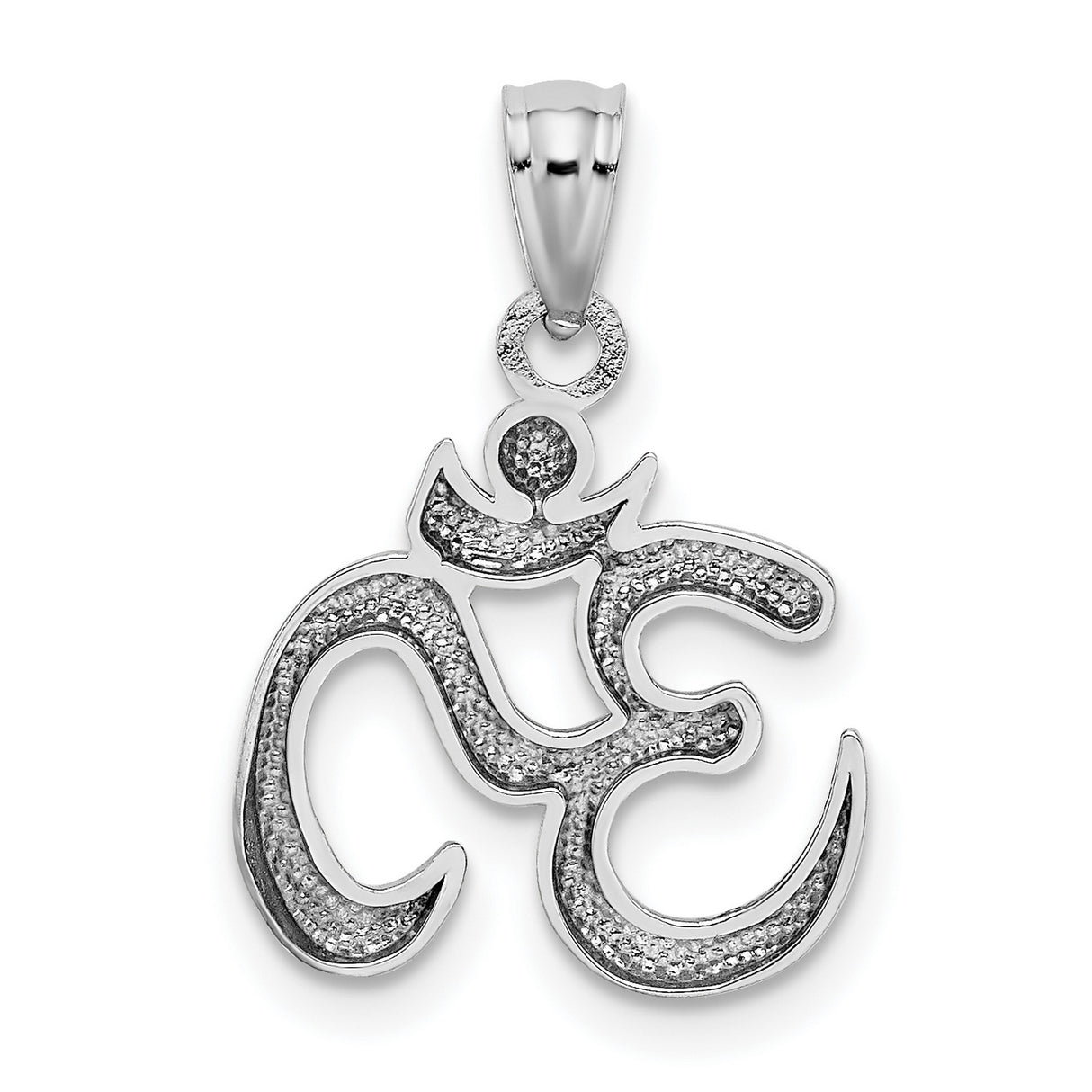 14k White Gold Om Pendant, Hindu Spiritual Yoga Meditation Charm for Men and Women