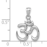 14k White Gold Om Pendant, Hindu Spiritual Yoga Meditation Charm for Men and Women