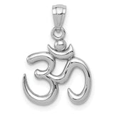 14k White Gold Om Pendant, Hindu Spiritual Yoga Meditation Charm for Men and Women