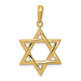 14k Yellow Gold Star of David Pendant, Openwork Jewish Symbol Charm for Women or Unisex Wear