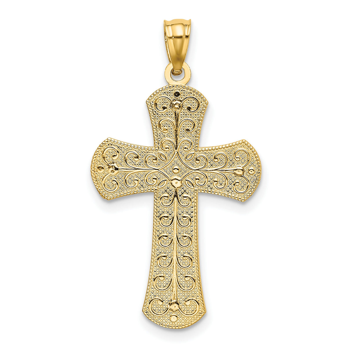Polished 2 Level Latin Cross Charm Pendant in Real 14k Multi-Tone Gold
