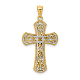 Polished 2 Level Latin Cross Charm Pendant in Real 14k Multi-Tone Gold
