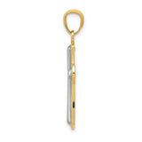 14k Multi-Tone Gold Flared Cross Pendant with Silver Center and Beaded Edge