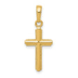 Latin Cross With Stripped Border Charm Pendant in Real 14k Yellow Gold