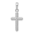 14k White Gold Cross Pendant with Beveled Edge and Rope Detail for Men and Women