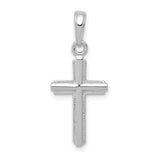 14k White Gold Cross Pendant with Beveled Edge and Rope Detail for Men and Women