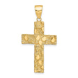 14k Yellow Gold Cross Pendant with Nugget Texture and High Polish Finish