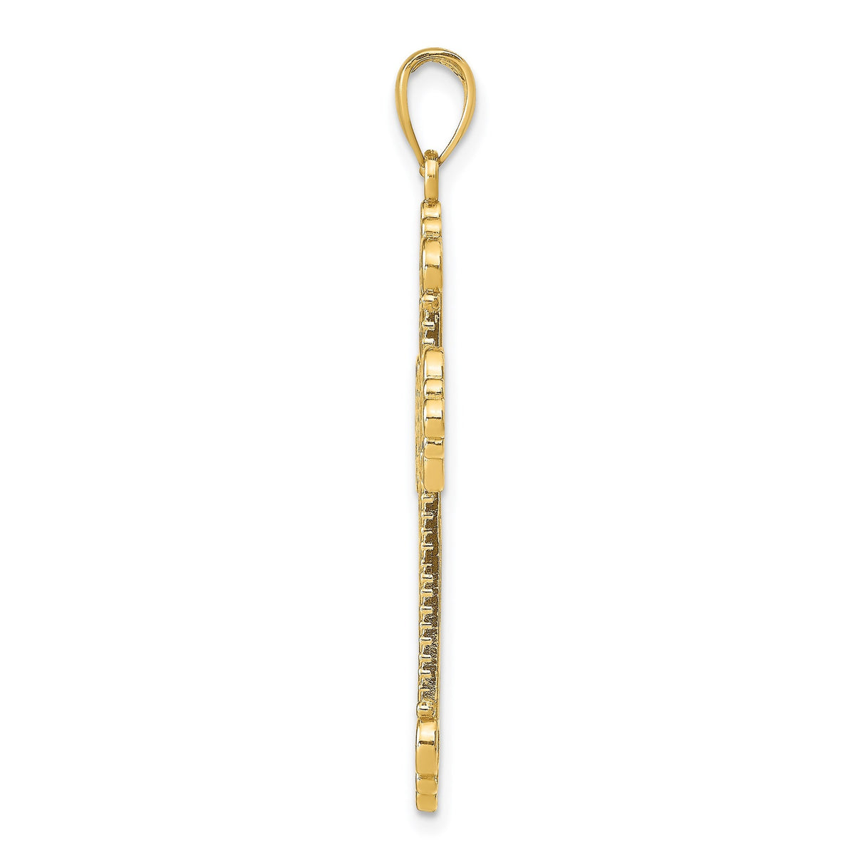 14k Yellow Gold Cross Pendant with Openwork Rope Frame and Filigree Twisted Detail