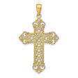 14k Yellow Gold Cross Pendant with Openwork Rope Frame and Filigree Twisted Detail