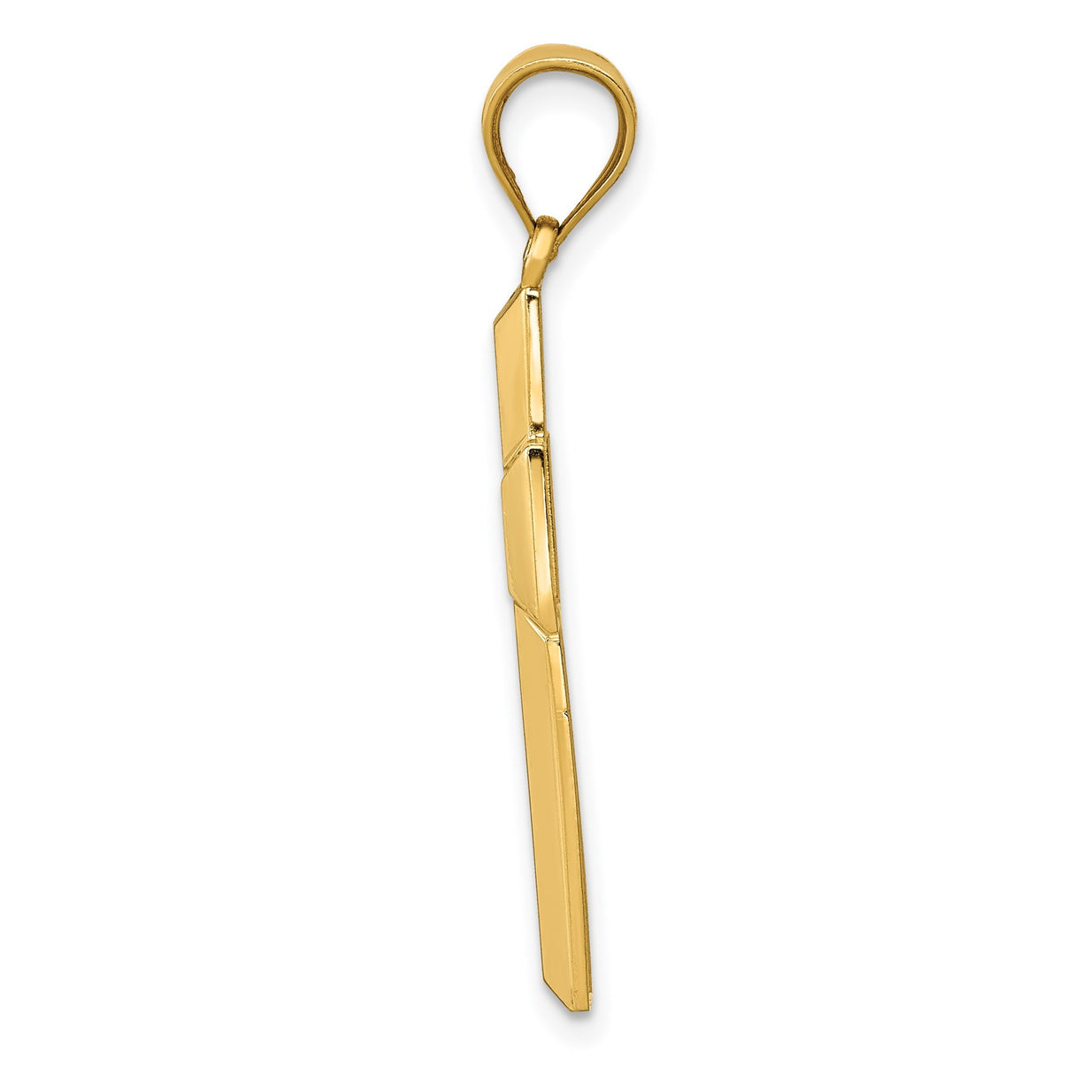 14k Yellow Gold Latin Cross Pendant Charm, Textured and Polished Design