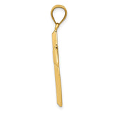 14k Yellow Gold Latin Cross Pendant Charm, Textured and Polished Design