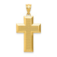 14k Yellow Gold Latin Cross Pendant Charm, Textured and Polished Design