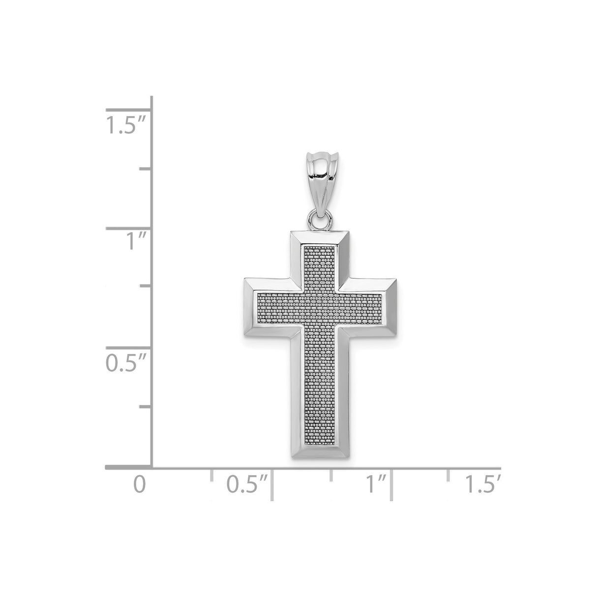 14k White Gold Cross Pendant, Polished and Textured Latin Design, Unisex Spiritual Charm