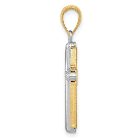 14k Two-Tone Gold Latin Cross Pendant with Layered Design for Men and Women