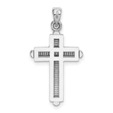 Beveled Stick Cross Charm Pendant in Real 14k White Gold