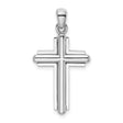 Beveled Stick Cross Charm Pendant in Real 14k White Gold