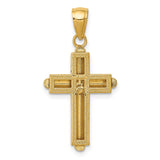 14k Yellow Gold Latin Cross Pendant, Polished Religious Charm for Men and Women