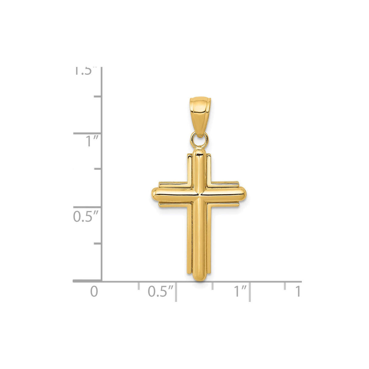14k Yellow Gold Latin Cross Pendant, Polished Religious Charm for Men and Women
