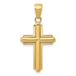 14k Yellow Gold Latin Cross Pendant, Polished Religious Charm for Men and Women