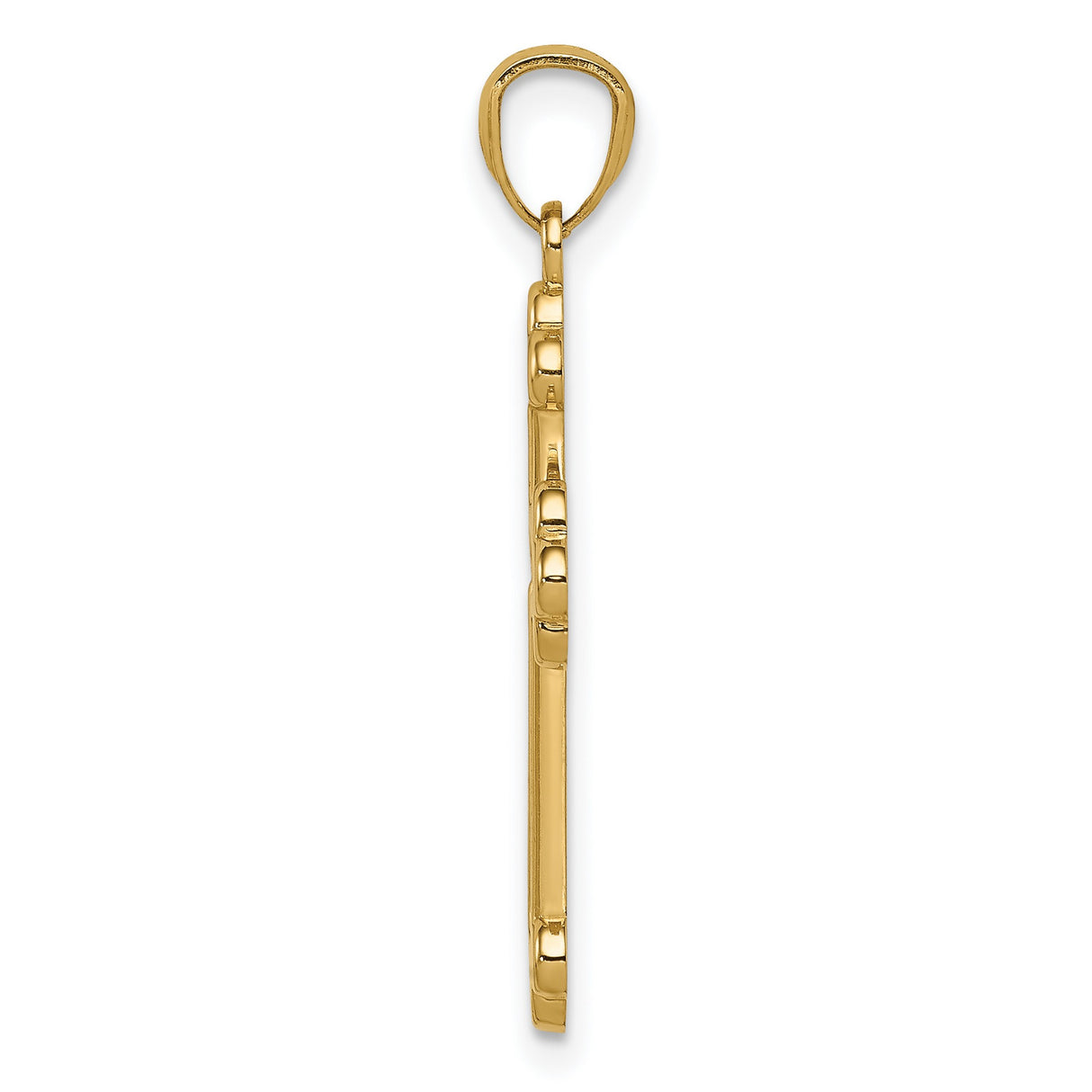 Polished Budded Cross Charm Pendant in Real 14k Multi-Tone Gold