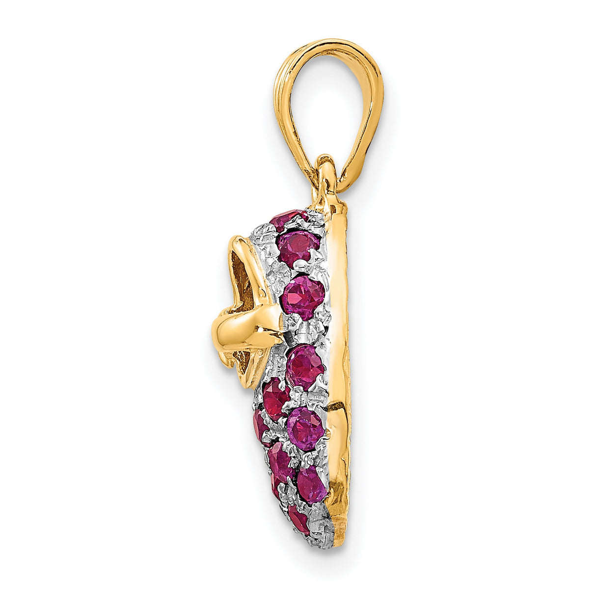 Rhodolite Baby Shoe 15x10 mm Charm Pendant in Real 14k Multi-Tone Gold