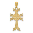 14k Yellow Gold Cross Pendant, Armenian Inspired Design with Textured Woven Detail
