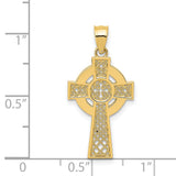 Polished Celtic Knot Iona High Cross Charm Pendant in Real 14k Yellow Gold