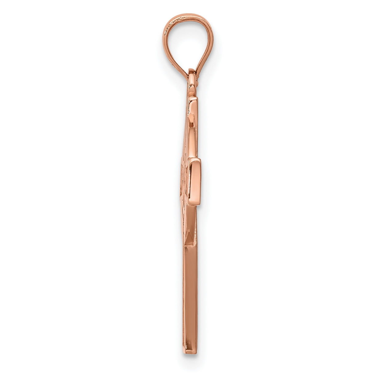 Polished Celtic Knot Iona High Cross Charm Pendant in Real 14k Rose Gold