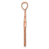 Polished Celtic Knot Iona High Cross Charm Pendant in Real 14k Rose Gold