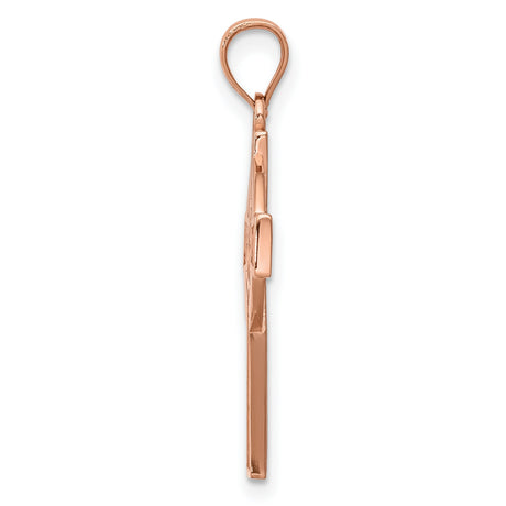 14k Rose Gold Celtic Knot Cross Pendant with Iona High Cross Design and Filigree Detailing