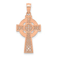 Polished Celtic Knot Iona High Cross Charm Pendant in Real 14k Rose Gold