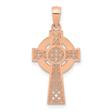 Polished Celtic Knot Iona High Cross Charm Pendant in Real 14k Rose Gold