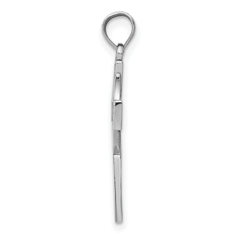 14k White Gold Celtic Cross Pendant with Woven Knot Detail and Oxidized Finish