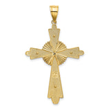 Polished Patonce Cross With Inset Textured Latin Cross Charm Pendant in Real 14k Multi-Tone Gold