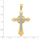 Polished Patonce Cross With Inset Textured Latin Cross Charm Pendant in Real 14k Multi-Tone Gold