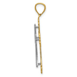 Polished Filigree Budded Cross Charm Pendant in Real 14k Multi-Tone Gold