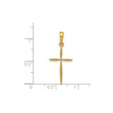 14k Yellow Gold Cross Pendant, Tapered Textured Polished Religious Charm for Men and Women