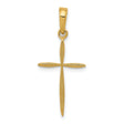 14k Yellow Gold Cross Pendant, Tapered Textured Polished Religious Charm for Men and Women